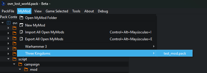 MyMod menu