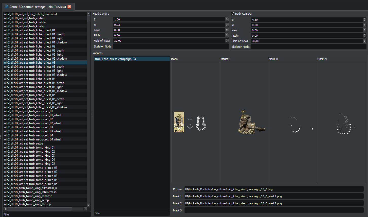 Portrait Settings Editor
